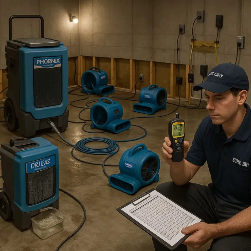 Structural Drying and Dehumidification process in East Greenville, PA